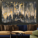 Golden Forest Abstract Wall Art | Dark Forest with Gold