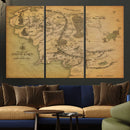 Middle Earth Map Canvas Wall Art – Vintage Fantasy Map