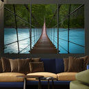Suspension Bridge Over River Canvas Art | 3-Panel Nature by MyGreatCanvas | Canvas Wall Art Prints | Photo Prints & Wall Decor