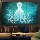 Green Octopus Abstract Wall Art Canvas Print