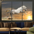 Large Wall Art Canvas Print – White Jumping Horse Sunset