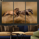 Large Wall Art Canvas Print – Two Running Brown Horses