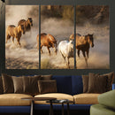 Large Wall Art 5 Horses Running on Sand Canvas Print