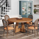 Round Dining Table for 4, 47" Wooden Kitchen Table Farmhouse Dinner Table