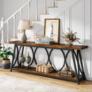 2-Tier Console Table, 70.9" Industrial Sofa Table Behind Couch with Shelves