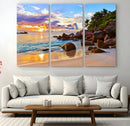 Tropical Island Beach Sunset Canvas Print