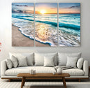 Sunset Beach Waves Canvas Wall Art – 5-Panel Ocean Sunset by MyGreatCanvas | Canvas Wall Art Prints | Photo Prints & Wall Decor