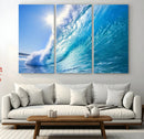 Blue Big Wave Surfing Ocean Canvas Wall Art Artwork Print
