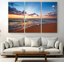 Serene Ocean Sunset Canvas Print, Golden Hour Beach Wall