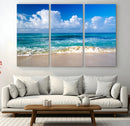 Tropical Beach 3-Panel Canvas Wall Art – Serene Ocean Waves