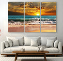 Golden Sunset Beach Canvas Wall Art – Triptych Seascape by MyGreatCanvas | Canvas Wall Art Prints | Photo Prints & Wall Decor
