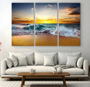 Golden Sunset Ocean Waves Wall Art Canvas Print – Multi