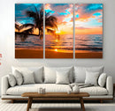 Palm Tree Sunset On The Beach Wall Art Canvas, Framed Palm by MyGreatCanvas | Canvas Wall Art Prints | Photo Prints & Wall Decor