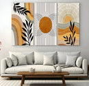 Modern Boho Sun and Leaf Abstract Art – 3-Panel Giclée