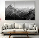 Everest Himalaya Mountain Peaks Black & White Triptych