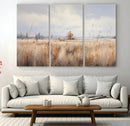 Golden Fields Wall Art Print Canvas – Serene Landscape of