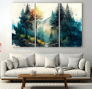 Watercolor Trees Forest Abstract Wall Art Canvas Print,