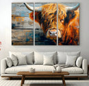Highland Cow Abstract Canvas Wall Art – Bold Farmhouse