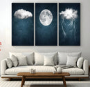 3 Piece Indigo Cloud Wall Art, Thunderstorm Moon Cloud by MyGreatCanvas | Canvas Wall Art Prints | Photo Prints & Wall Decor