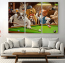 Dogs Playing Pool Canvas Wall Art Funny Gifts Dog Print