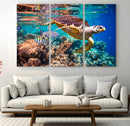 Sea Turtle Wall Art Canvas Print – Vibrant Ocean Coral Reef