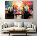 Weightlifting Barbell Art Triptych, Bold Abstract Fitness