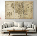 Vintage Middle Earth Map Wall Art Canvas – Lord of the Rings