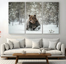 Grizzly Bear Wall Art – Framed Snowy Forest Canvas Artwork, by MyGreatCanvas | Canvas Wall Art Prints | Photo Prints & Wall Decor