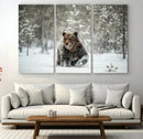 Grizzly Bear Wall Art – Framed Snowy Forest Canvas Artwork, by MyGreatCanvas | Canvas Wall Art Prints | Photo Prints & Wall Decor