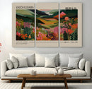 Yayoi Kusama Landscape Canvas Print, Vibrant Floral Mountain