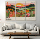 Framed Yayoi Kusama Print, Vibrant Floral Mountain Art