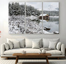 Winter Wall Art - Cabin by the Lake Canvas Wall Art - Serene by MyGreatCanvas | Canvas Wall Art Prints | Photo Prints & Wall Decor