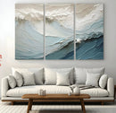 Waves Abstract Wall Art Print, Modern Framed Abstract Canvas