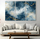 Large Abstract Print - Luxe Blue and Gold Abstract Canvas