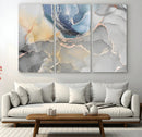 Large Abstract Blue and Gold Canvas Wall Art | Fluid Ink