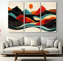 Western Wall Decor - Large Triptych Mountain Canvas - Boho