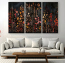 Dark Floral Canvas Wall Art - Moody Botanical Flower Print -