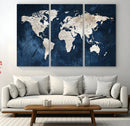 Vintage World Map Canvas Wall Art - Framed Map Print for