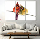 Cardinal Bird Canvas Wall Art - Male and Female Cardinal