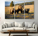 Grizzly Bear Family Wall Art Canvas Print – Majestic