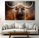 Highland Bull Canvas Abstract Canvas Wall Art Print –