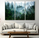 Misty Forest Wall Art Canvas Print – Framed Foggy Mountain