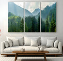 Misty Forest Mountain Wall Art Canvas Print – Framed Serene