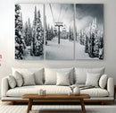 Snowy Pines Wall Art Canvas Print – Framed Ski Lift Winter
