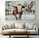 Texas Longhorn Wall Art Canvas Print – Framed Spotted Bull