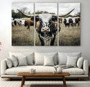 Texas Longhorn Wall Art – Framed Speckled Cow Canvas by MyGreatCanvas | Canvas Wall Art Prints | Photo Prints & Wall Decor