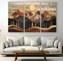 Wood Mountain Wall Art Canvas Print – Framed Boho Abstract