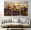 Wood Mountain Landscape Wall Art Canvas Print – Framed