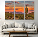 Saguaro Cactus Wall Art Canvas Print – Framed Arizona Sunset