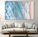 Aerial Ocean View Wall Art Canvas Print – Framed Soft Blue